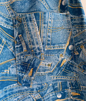 Patchwork Denim Print Pants