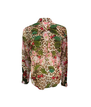 Roberto Cavalli Cherry Leopard Print Top