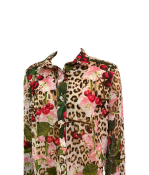 Roberto Cavalli Cherry Leopard Print Top