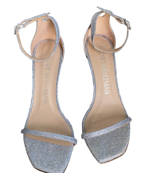 Stuart Weitzman Nudist Curve Silver Sandals