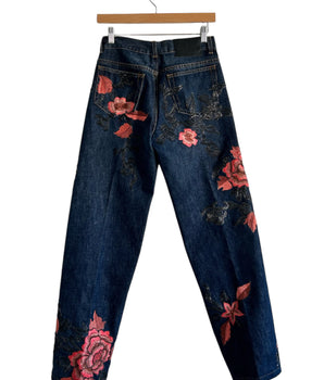 Vintage Gucci Tom Ford Era Embroidered Floral Beaded Jeans