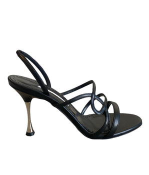 Manolo Blahnik Licenzata 90mm Metal-Heel Strappy Sandals